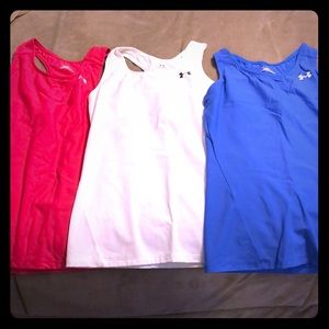 Under Armour heat gear workout tank tops.